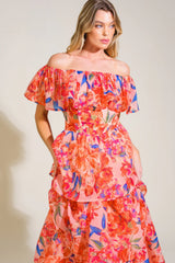 STROLL THE AVENUES MIDI DRESS PEACH FINAL SALE