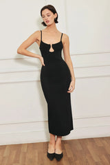 WEST EDGE BLACK SWEATER KNIT MIDI DRESS