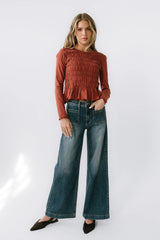 Harry Smocked Top in Brick FINAL SALE