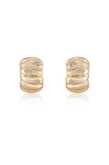 Bezel Crystal Crescent Huggie Hoops
