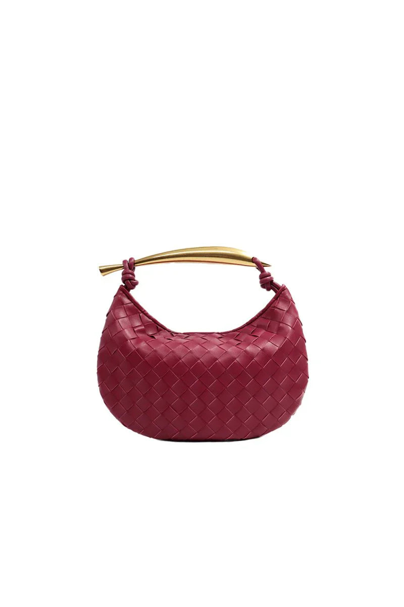 Womens Woven Dumpling Clutch Bag