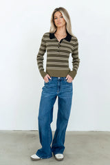 Romero Striped Sweater in Olive