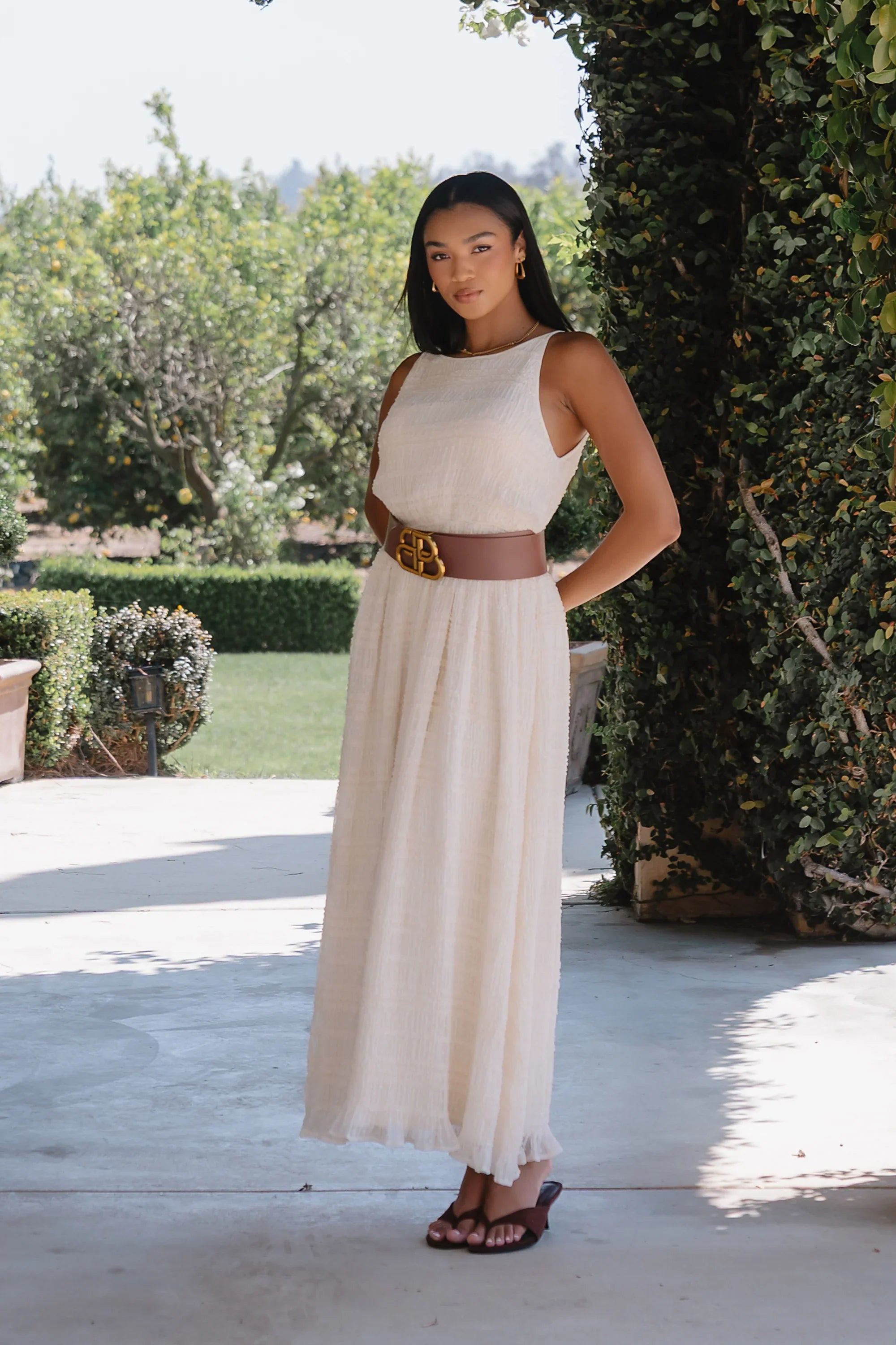 Jordy Textured Maxi Dress in Cream