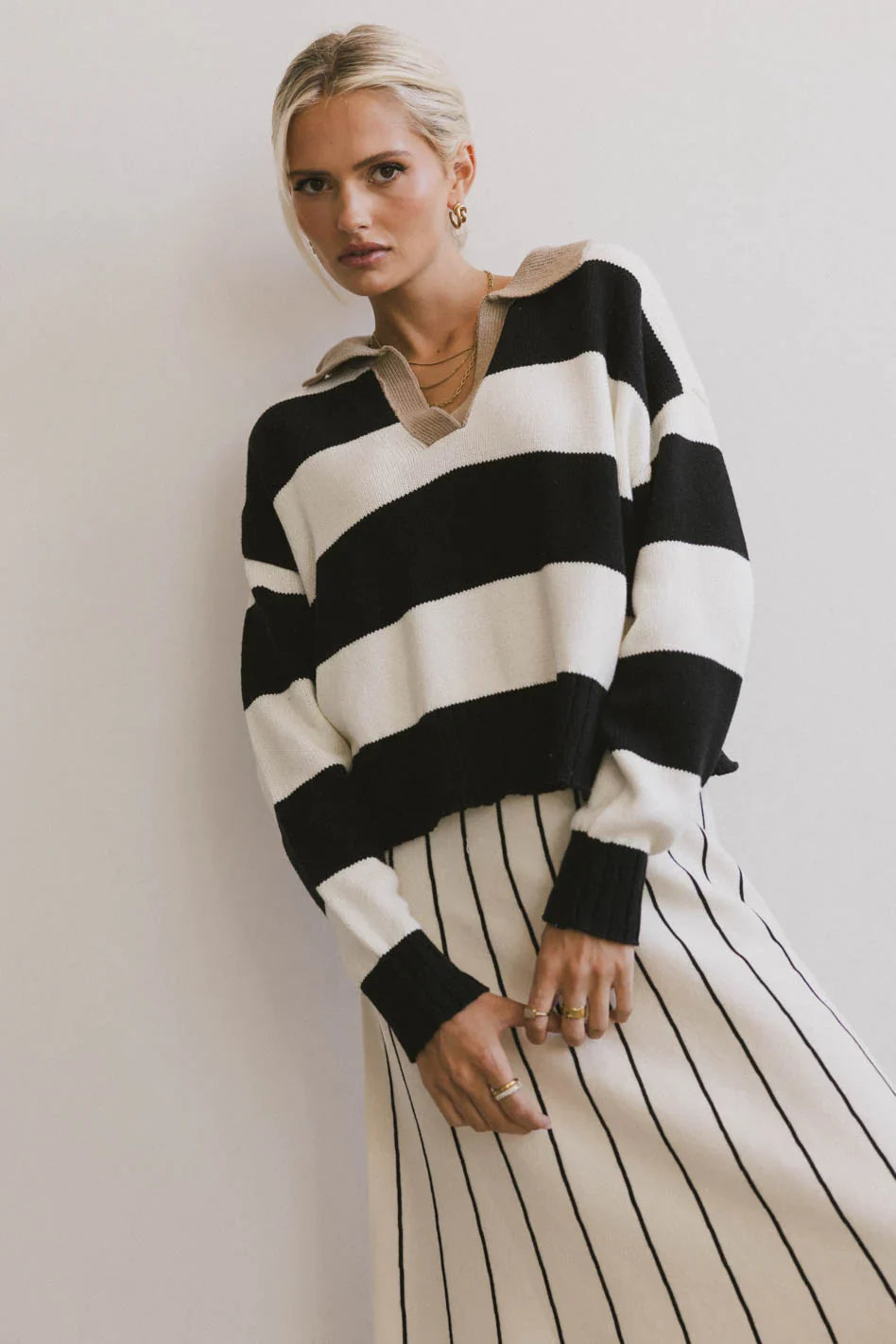 Akari Striped Sweater in Ivory FINAL SALE