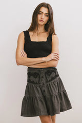 Skyler Tiered Mini Skirt in Black FINAL SALE