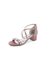 Open Toe Pearl Hollow Out Chunky Heels