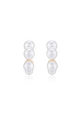 Five Pearls Hoop Earrings