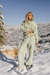 Mattie Faux Shearling Pants in Sage FINAL SALE