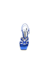 Square Open Toe Beaded Hollow Out Satin Prom Shoes