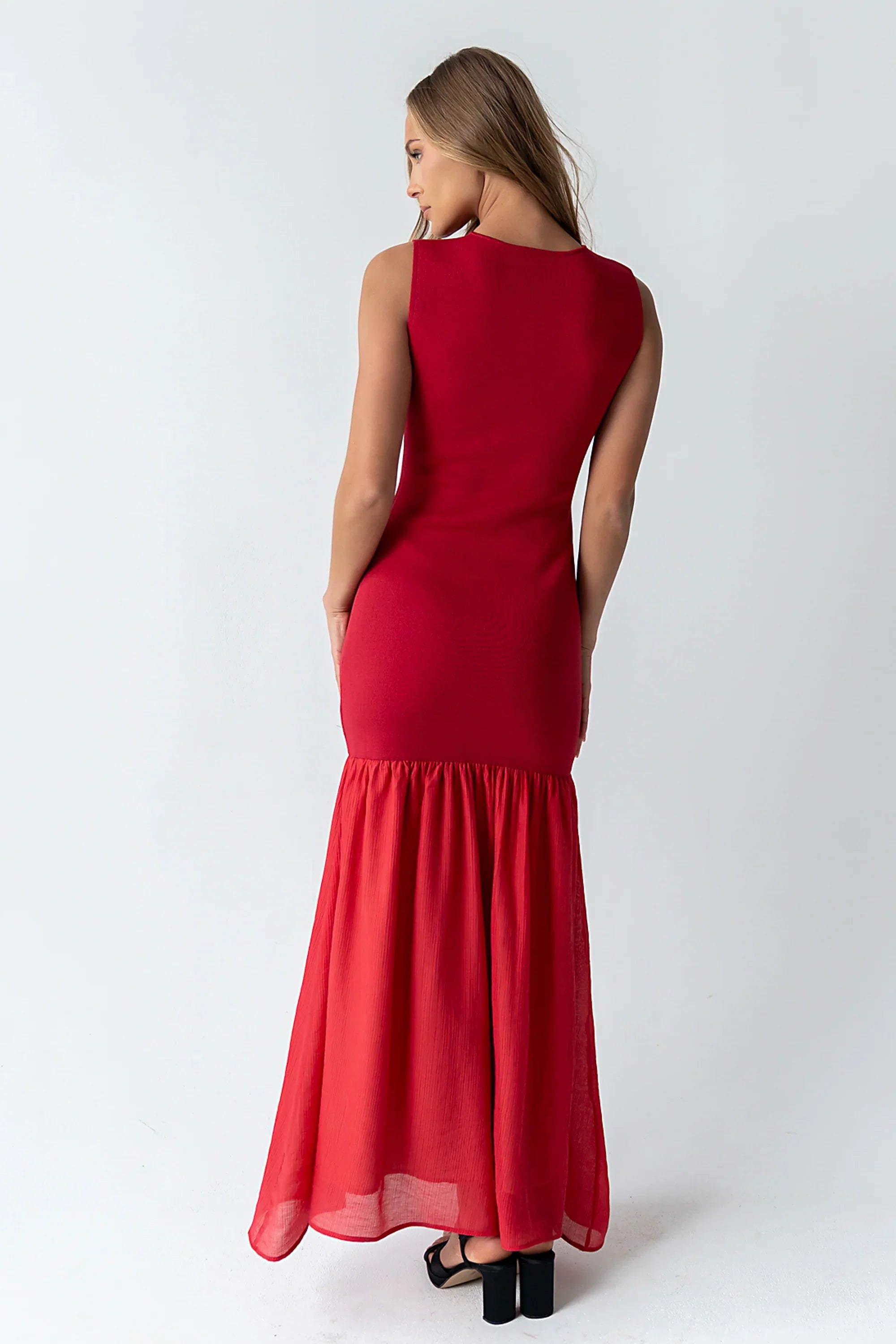 Lindsey Mermaid Maxi Dress in Red