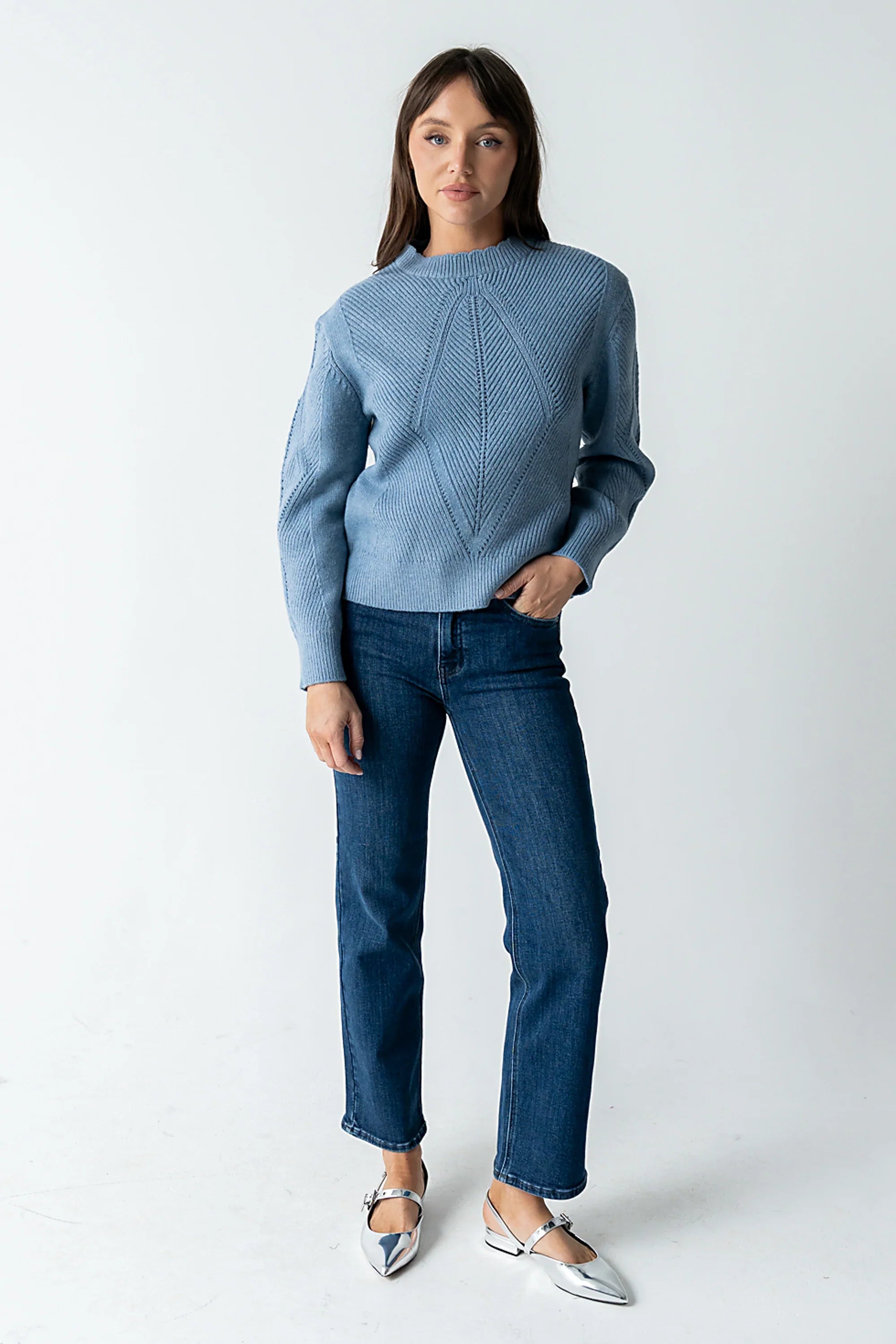Bostyn Knit Sweater in Blue FINAL SALE