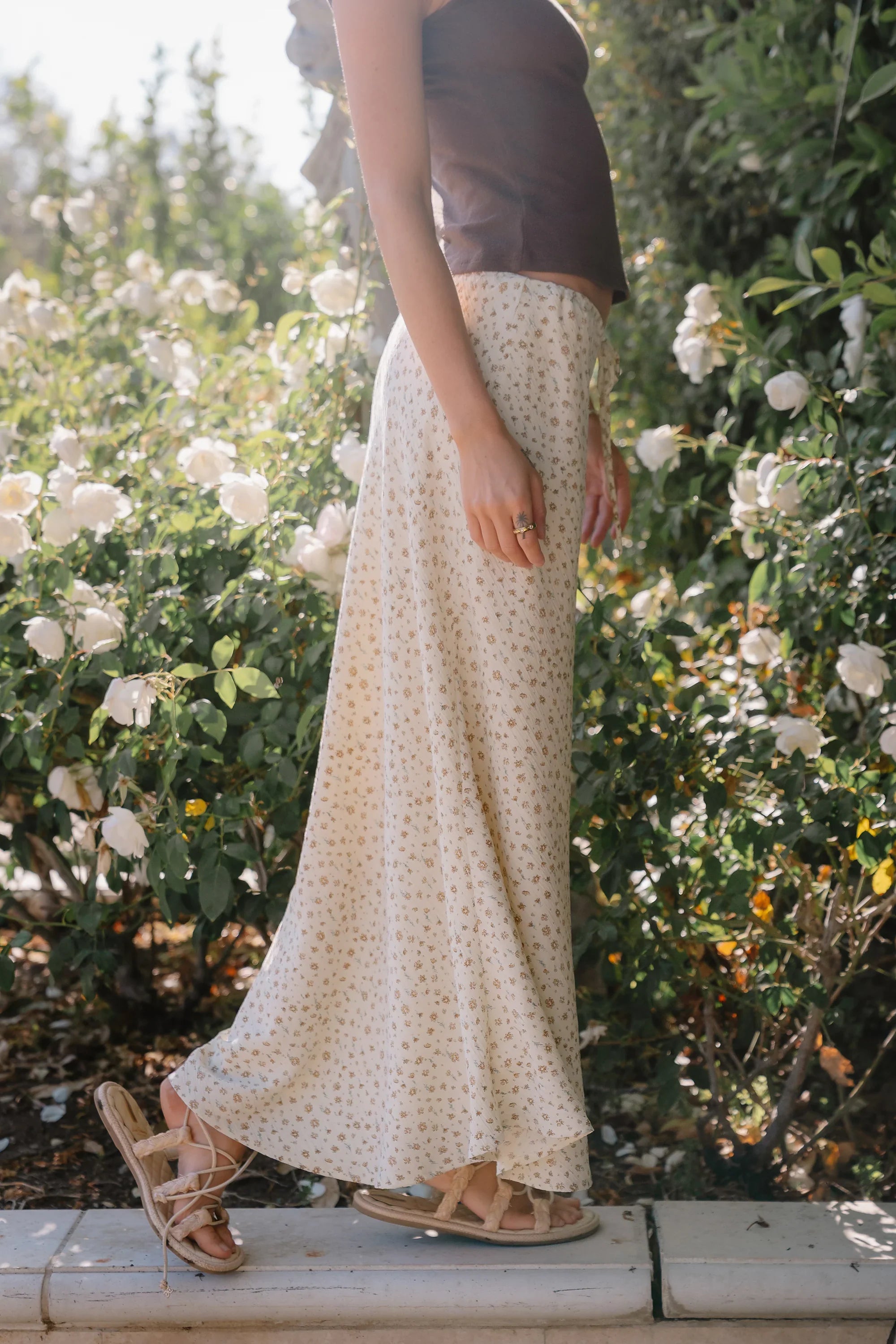 Moxie Floral Maxi Skirt in Butter Yellow