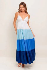 CRUISE MODE MIDI DRESS BLUE COLOR BLOCK