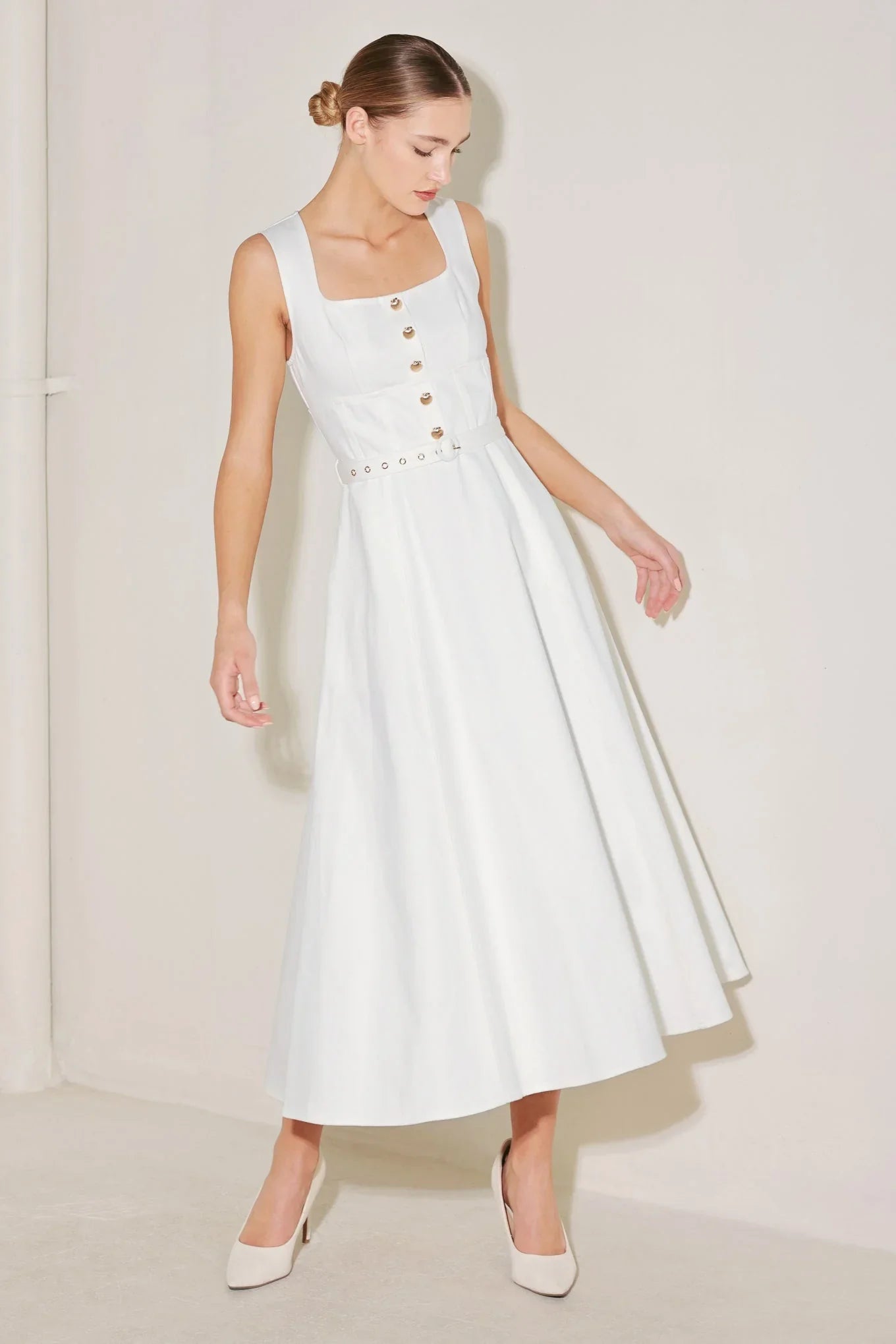 SUMMER SOCIAL WHITE MIDI DRESS
