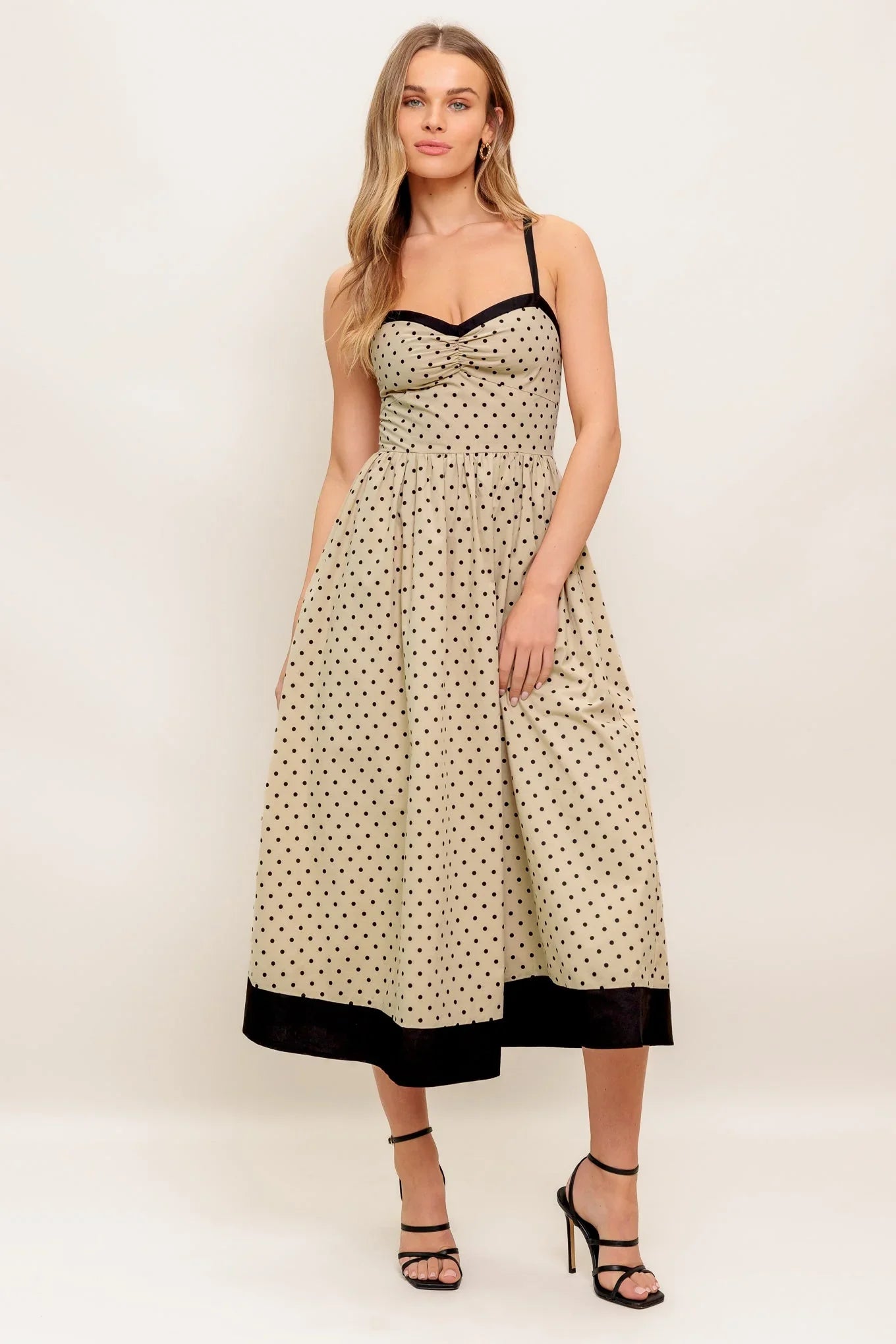 POLKA DOT PASSION MAXI DRESS TAUPE