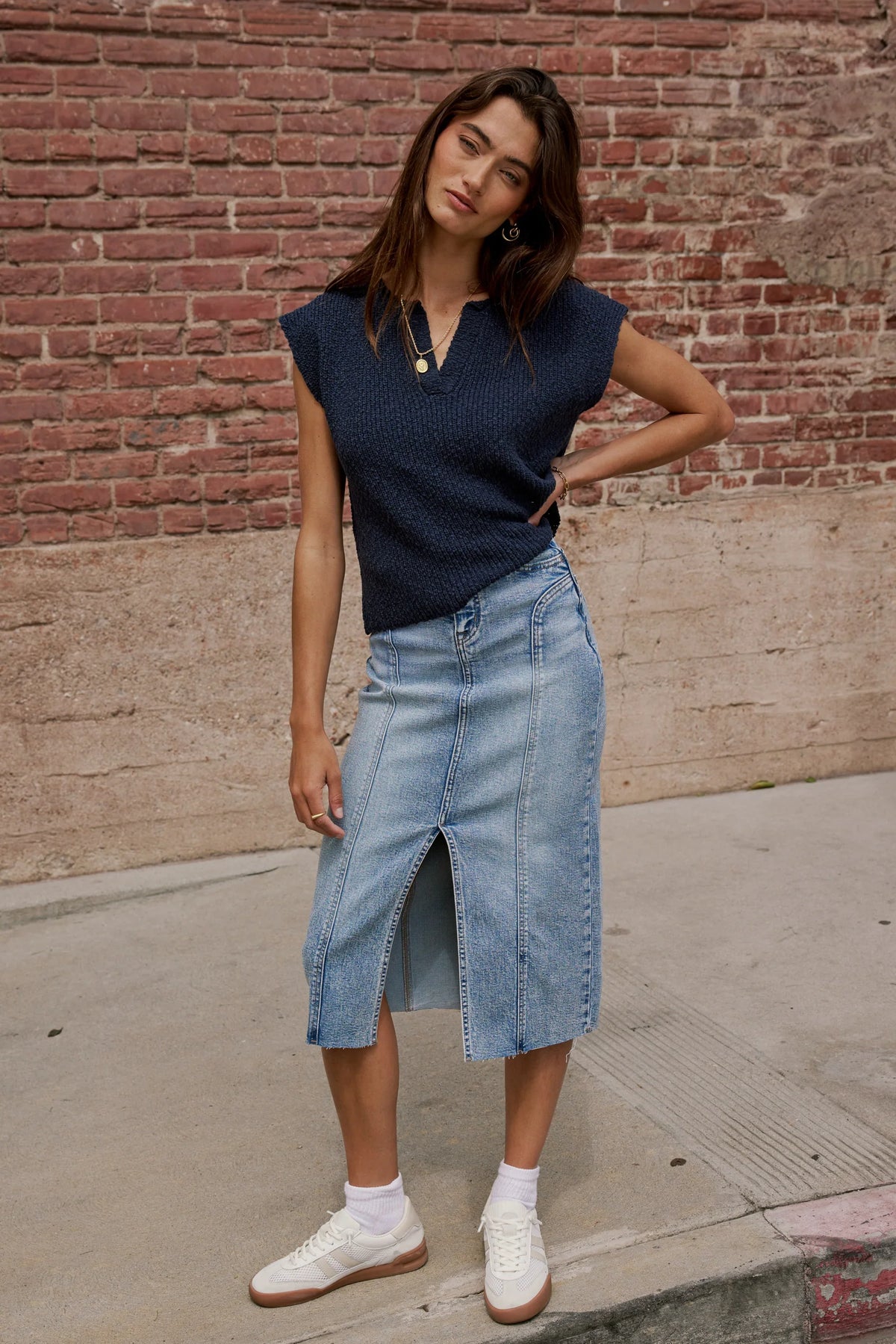 Aliza Denim Midi Skirt