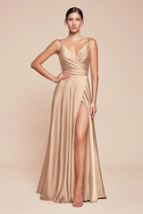 ERICA GOWN SOFT SATIN A LINE DRESS