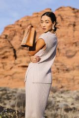Meilani Ribbed Sweater Vest in Taupe FINAL SALE