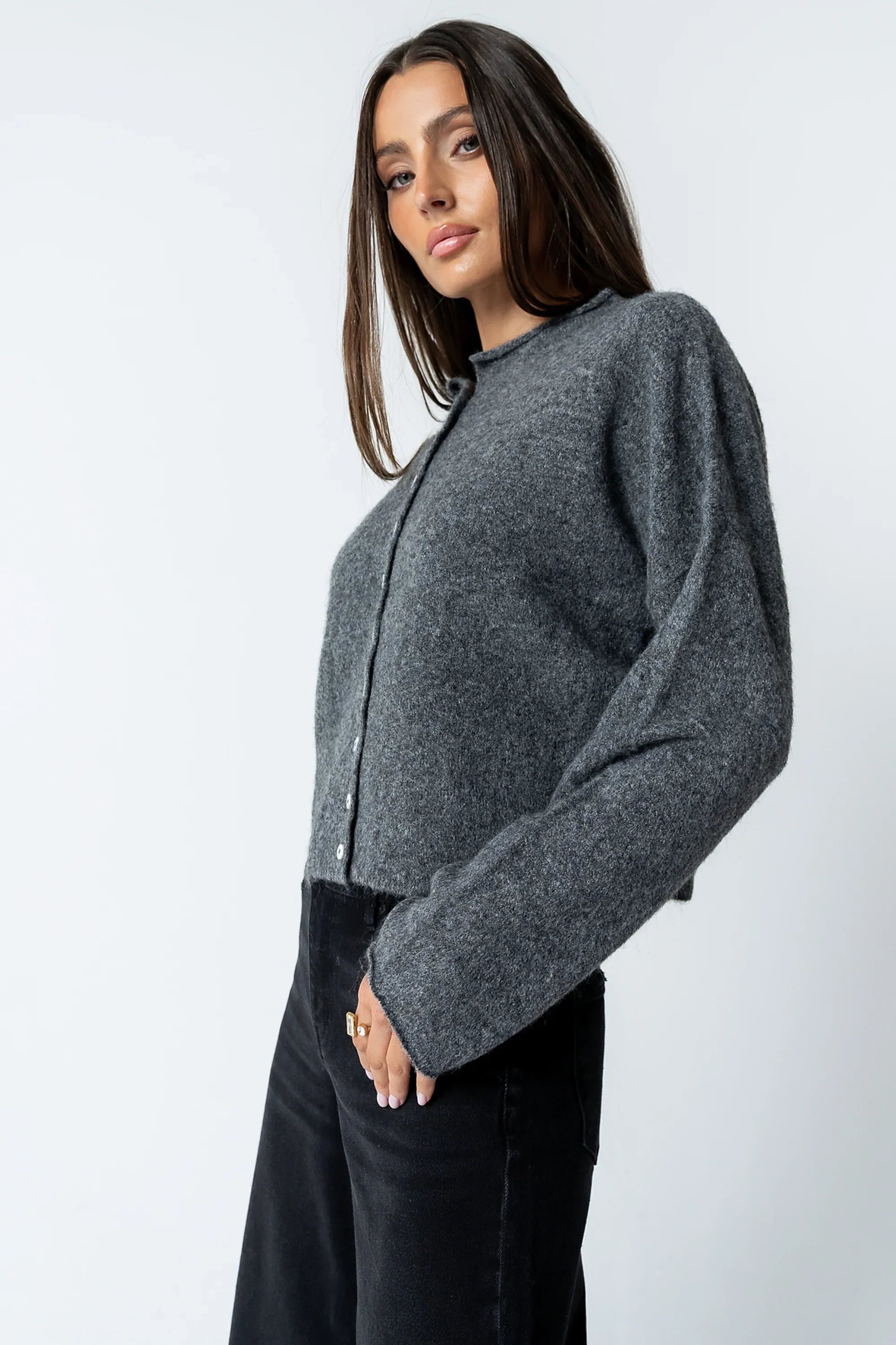 Maci Cardigan in Charcoal FINAL SALE