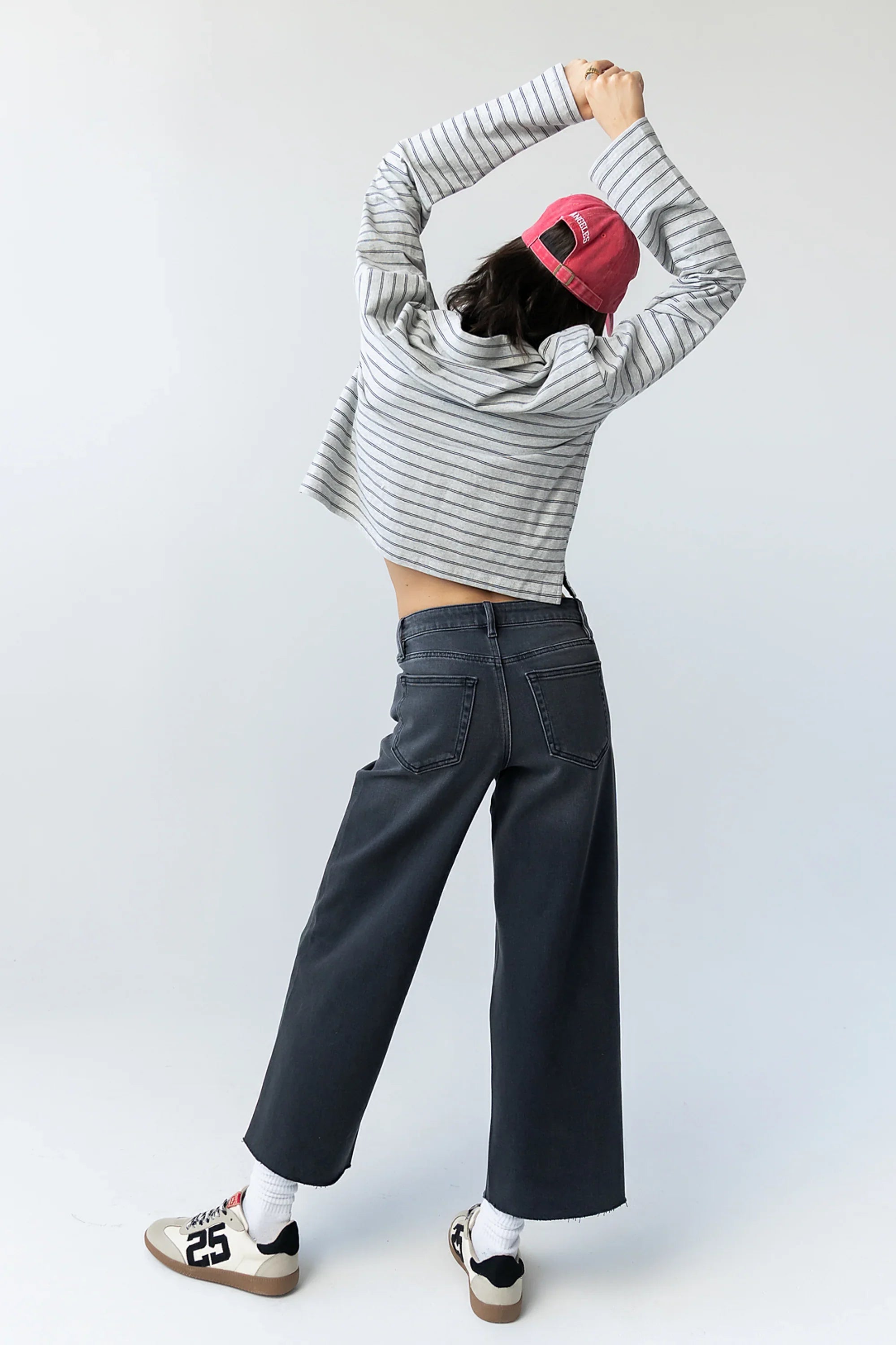 Kateri Striped Top in Heather Grey