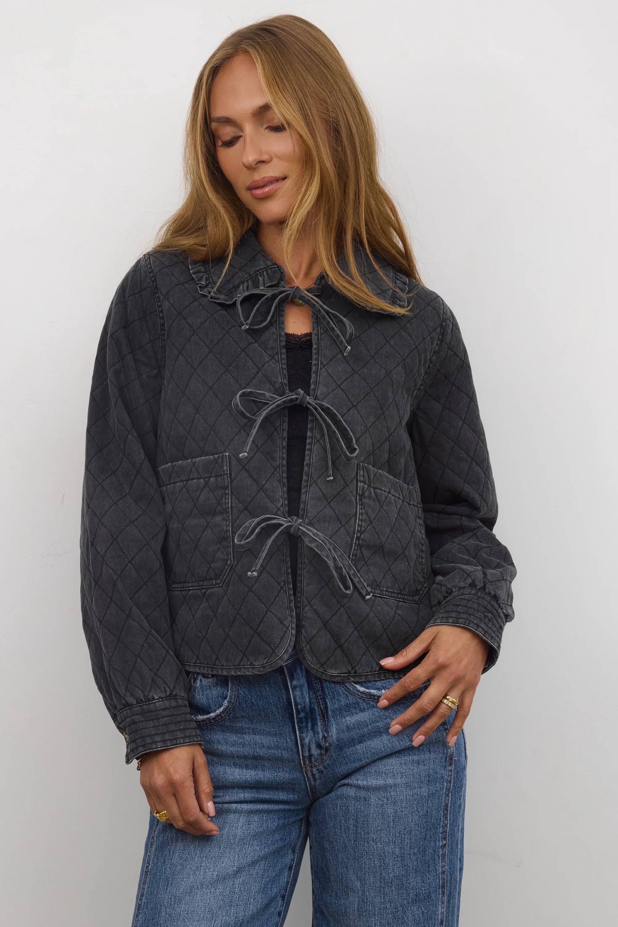 Tammy Collared Jacket in Faded Black FINAL SALE