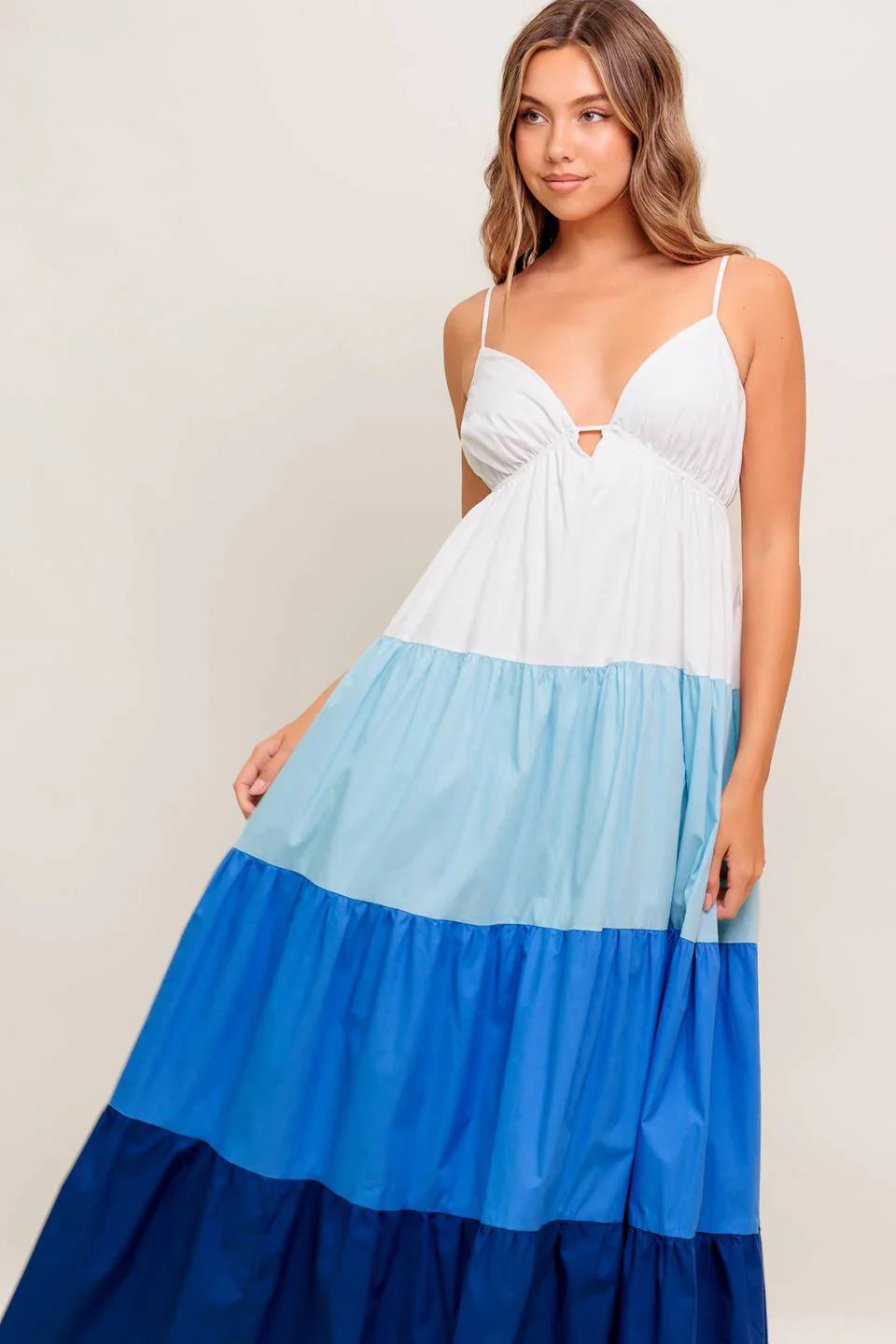 CRUISE MODE MIDI DRESS BLUE COLOR BLOCK