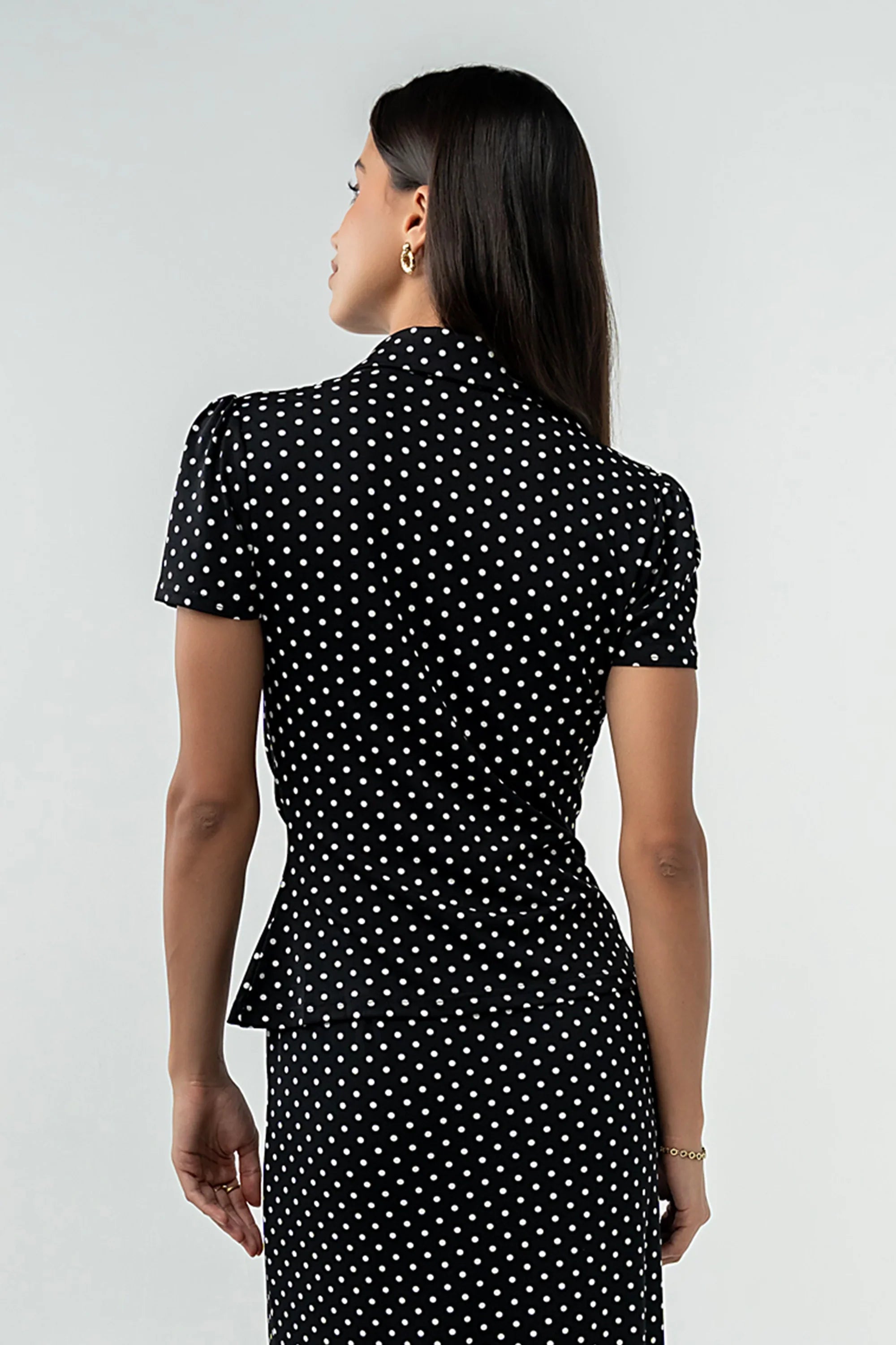 Malia Polka Dot Collared Blouse