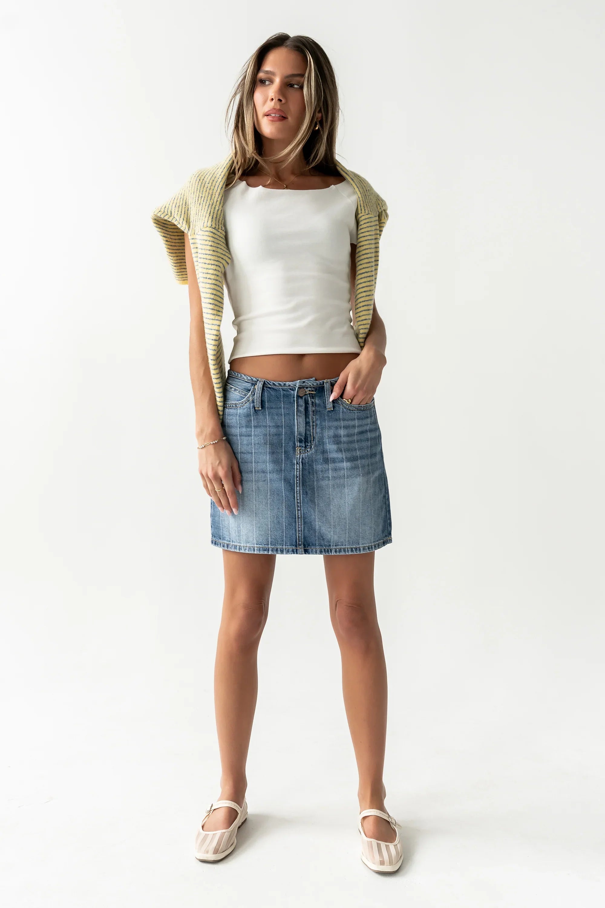 Alder Striped Denim Mini Skirt