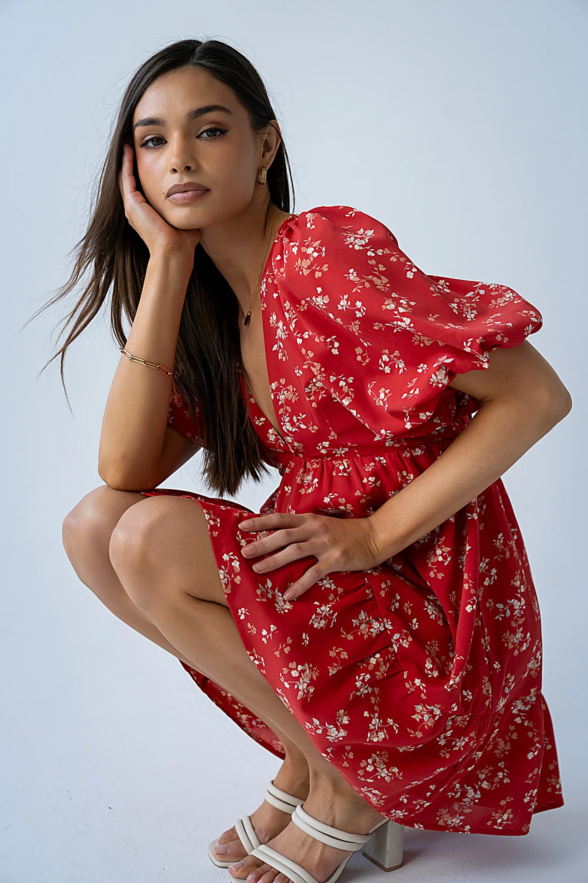 Lizzy Floral Mini Dress in Red FINAL SALE