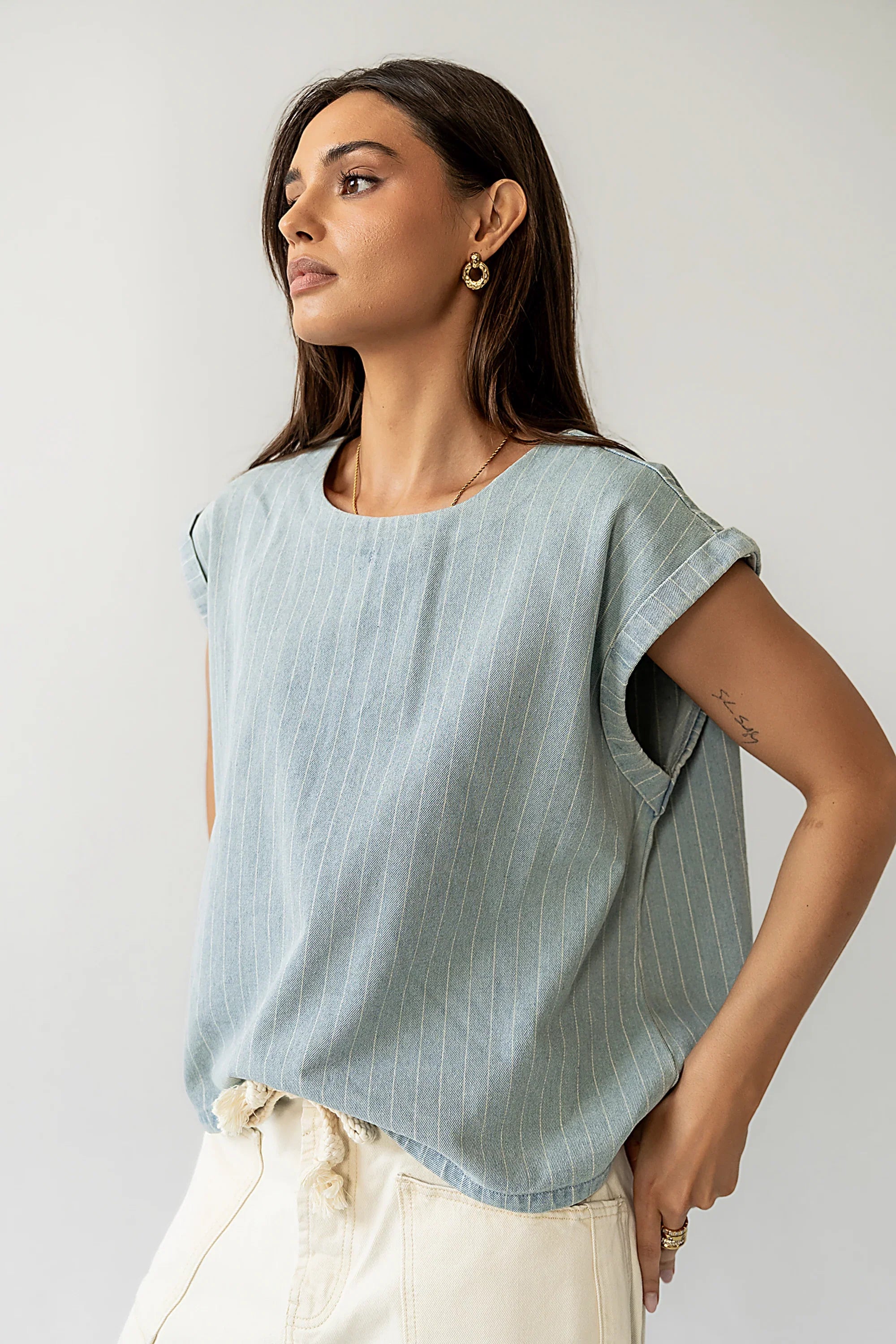 Alisson Striped Denim Blouse