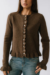 Rosie Ruffle Sweater in Brown FINAL SALE