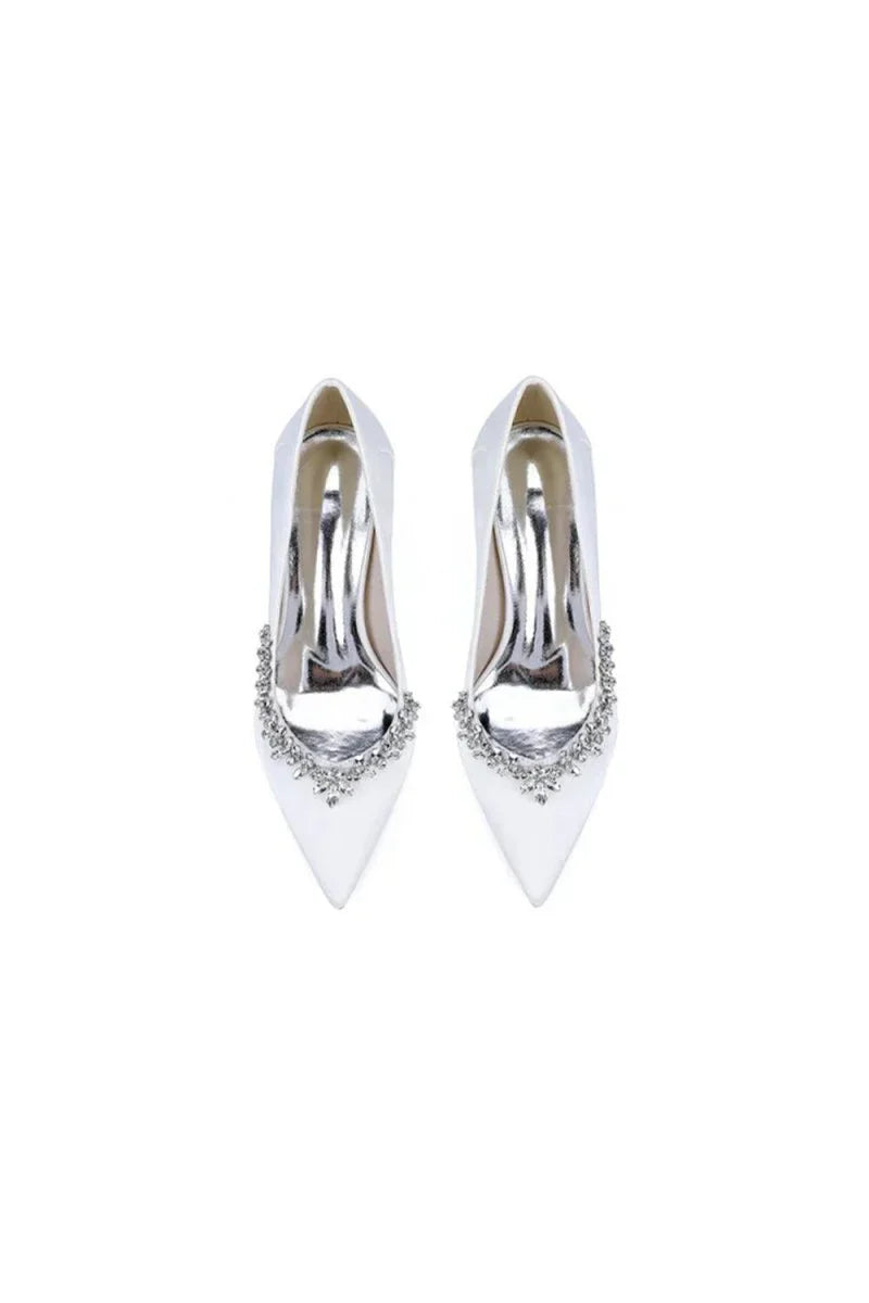 Burgundy High Heels with Crystal Embellishments
