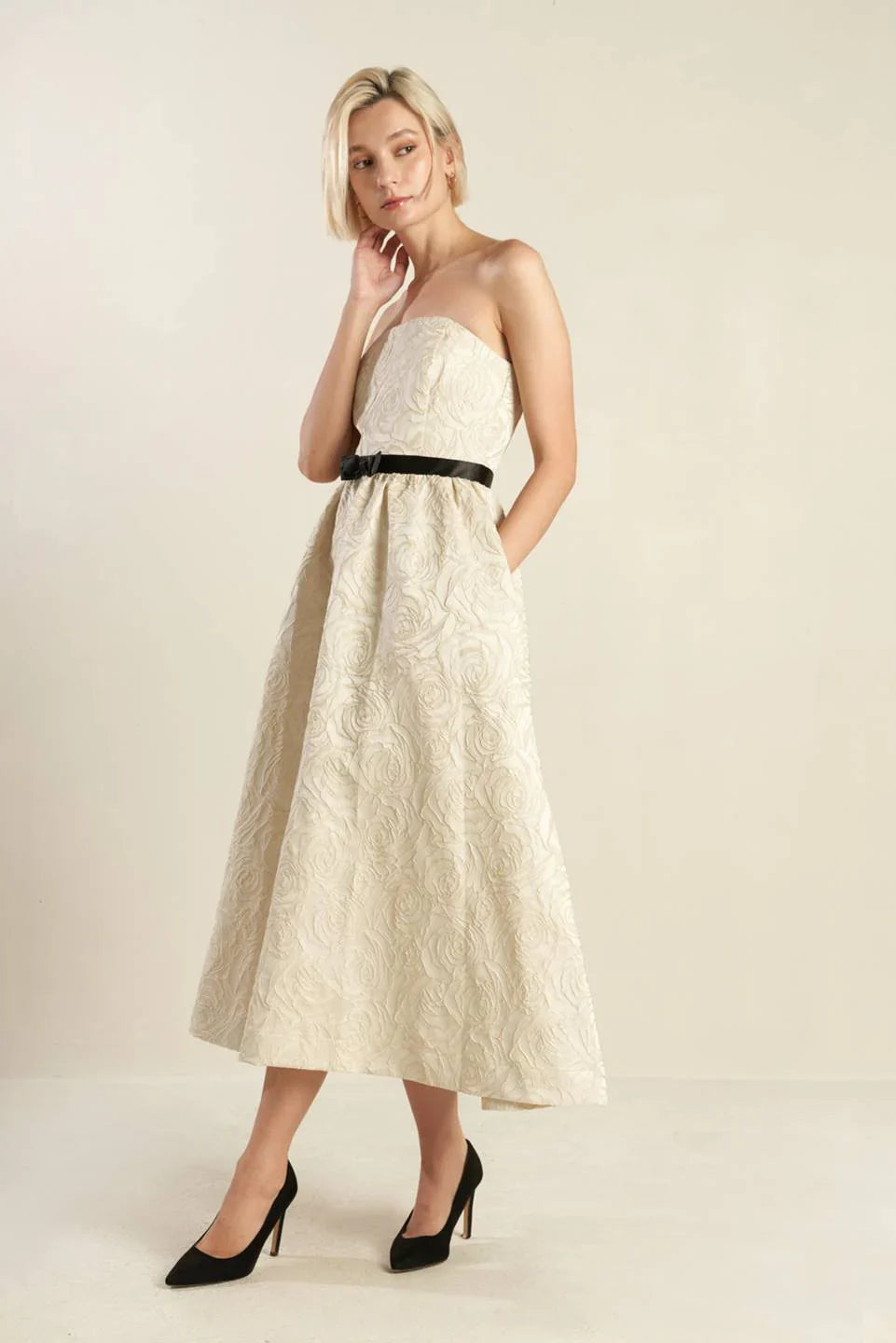 GET WHAT YOU NEED CHAMPAGNE MIDI DRESS FINAL SALE