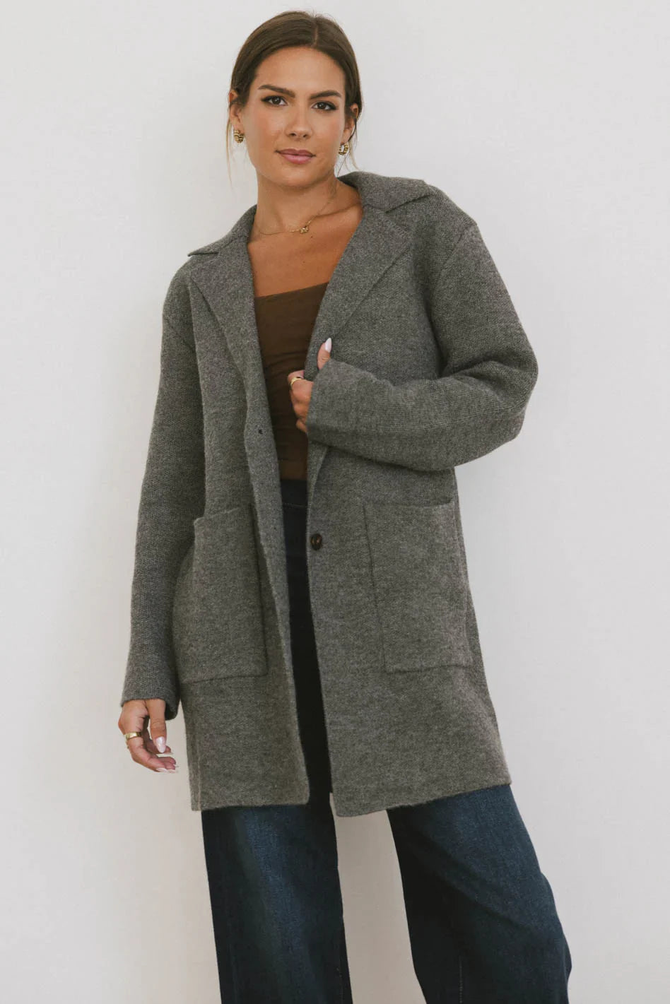 Micha Knitted Cardigan in Charcoal FINAL SALE