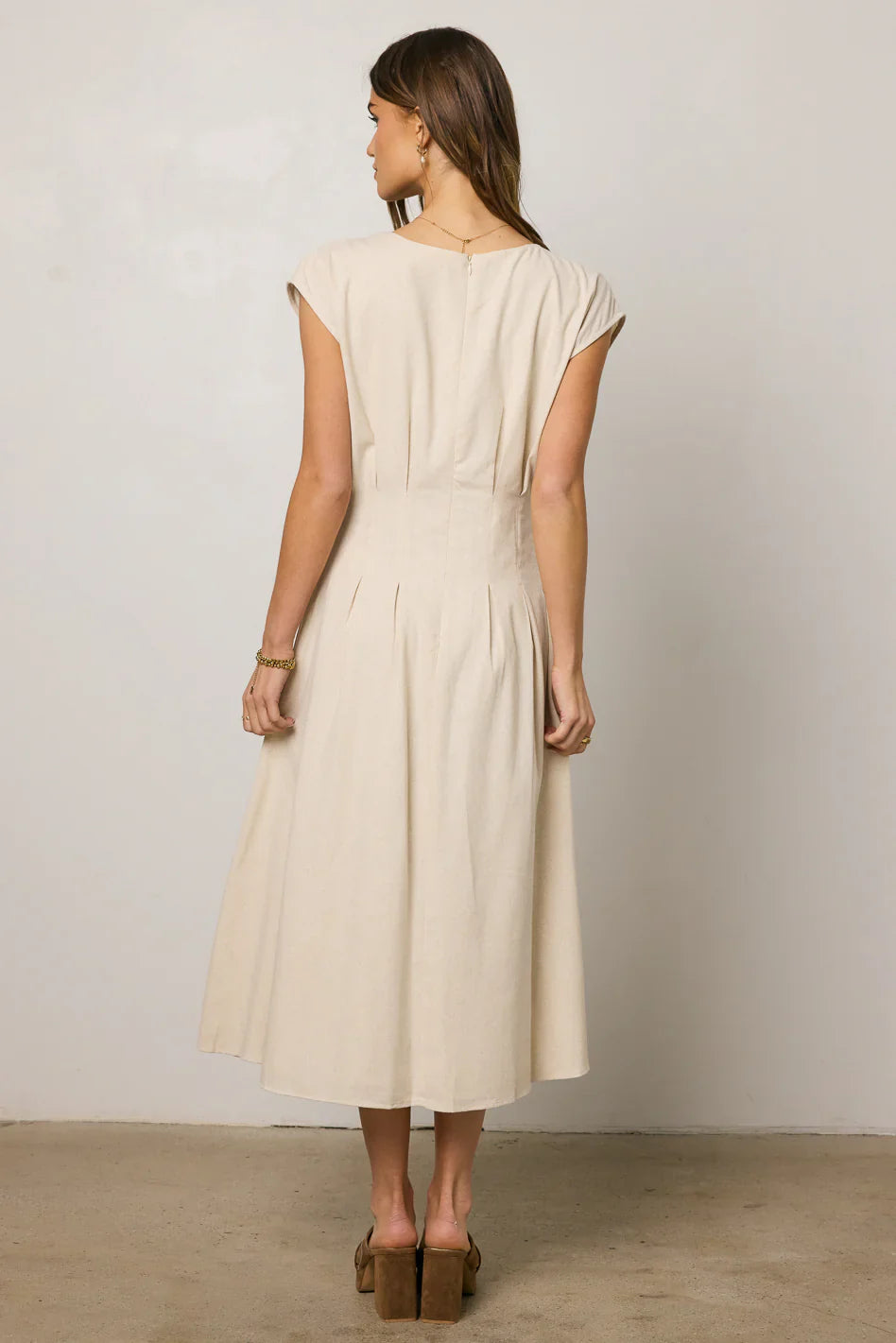 Isla Midi Dress in Oatmeal FINAL SALE