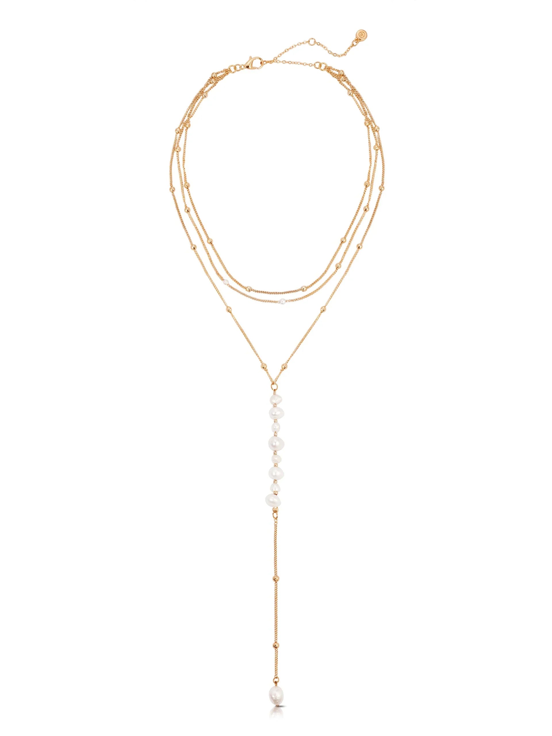 Coastal Pearl Lariat Necklace