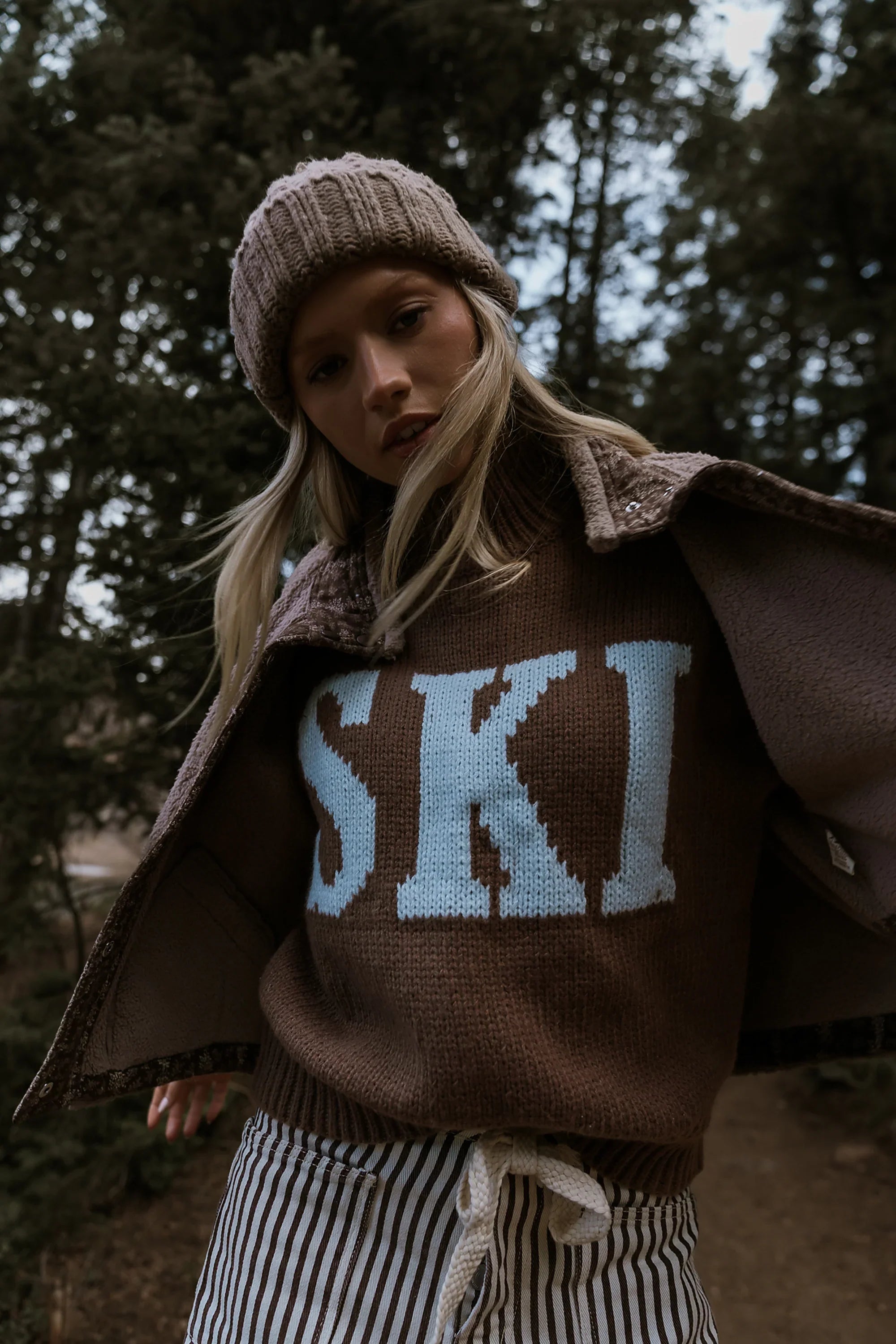 Ski Knit Sweater in Brown FINAL SALE