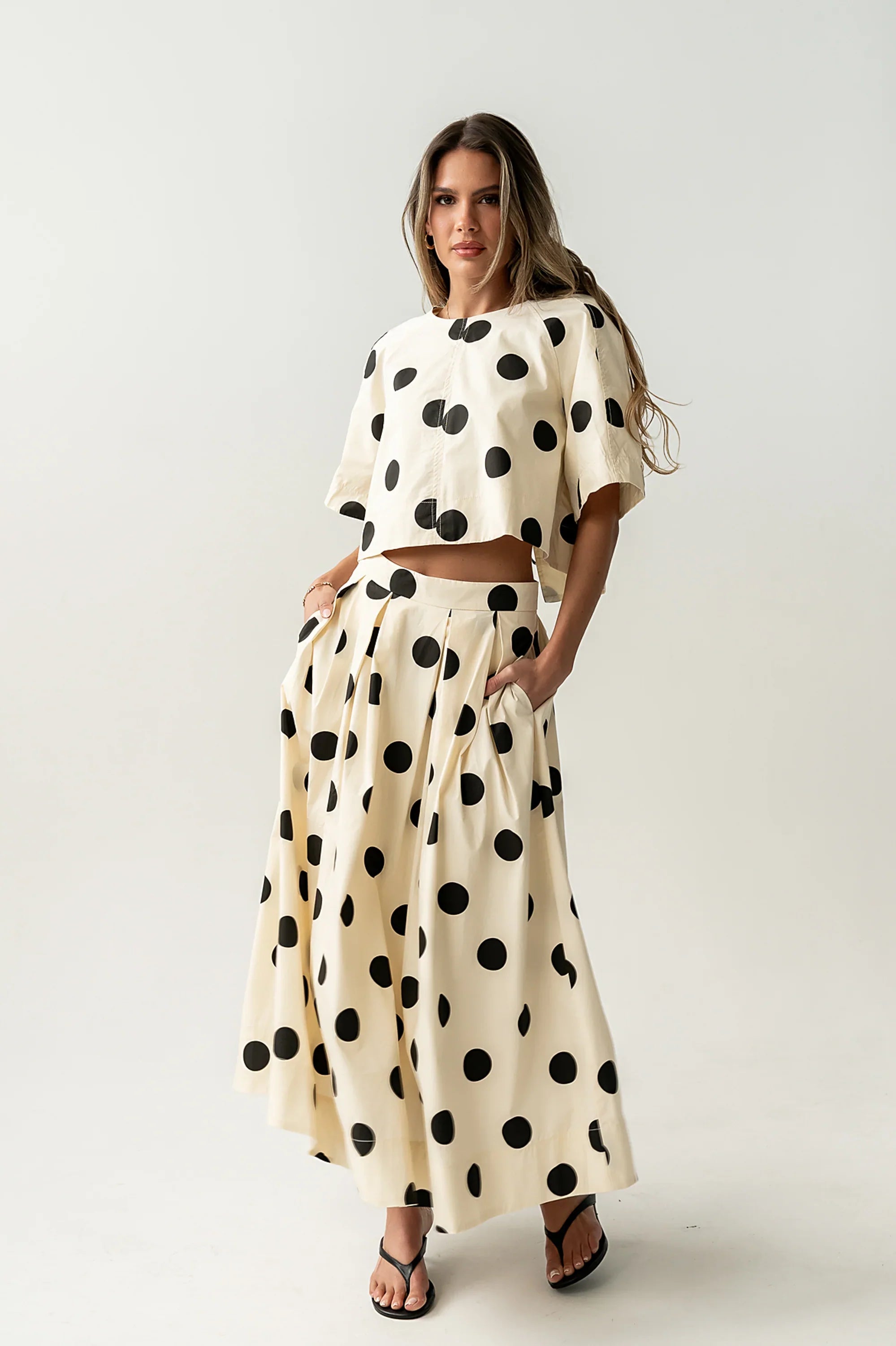 Jacklynn Polka Dot Midi Skirt