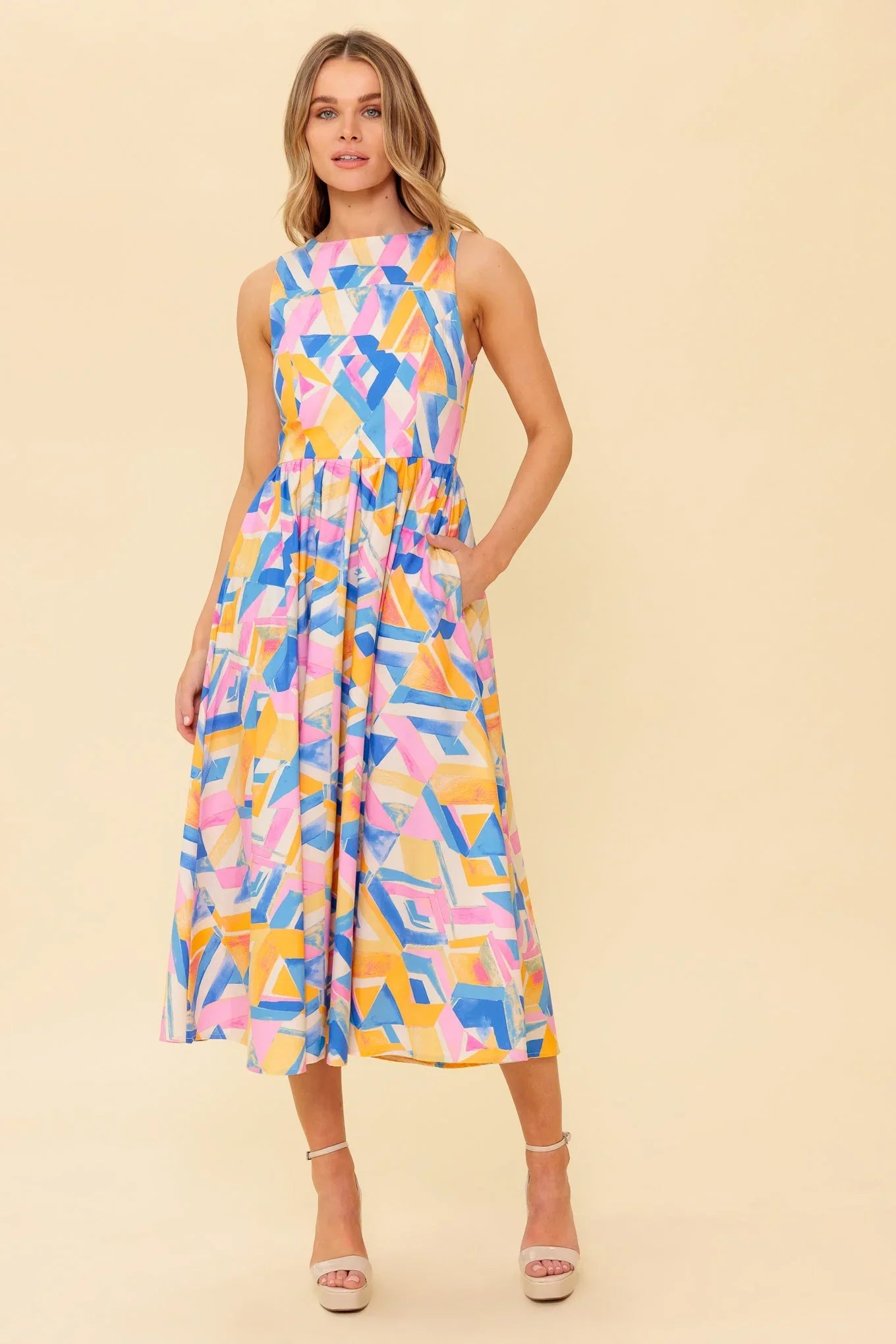 PATTON PARK MIDI DRESS POWDER BLUE PINK