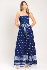 COASTAL SWAY POLKA DOT NAVY JUMPSUIT