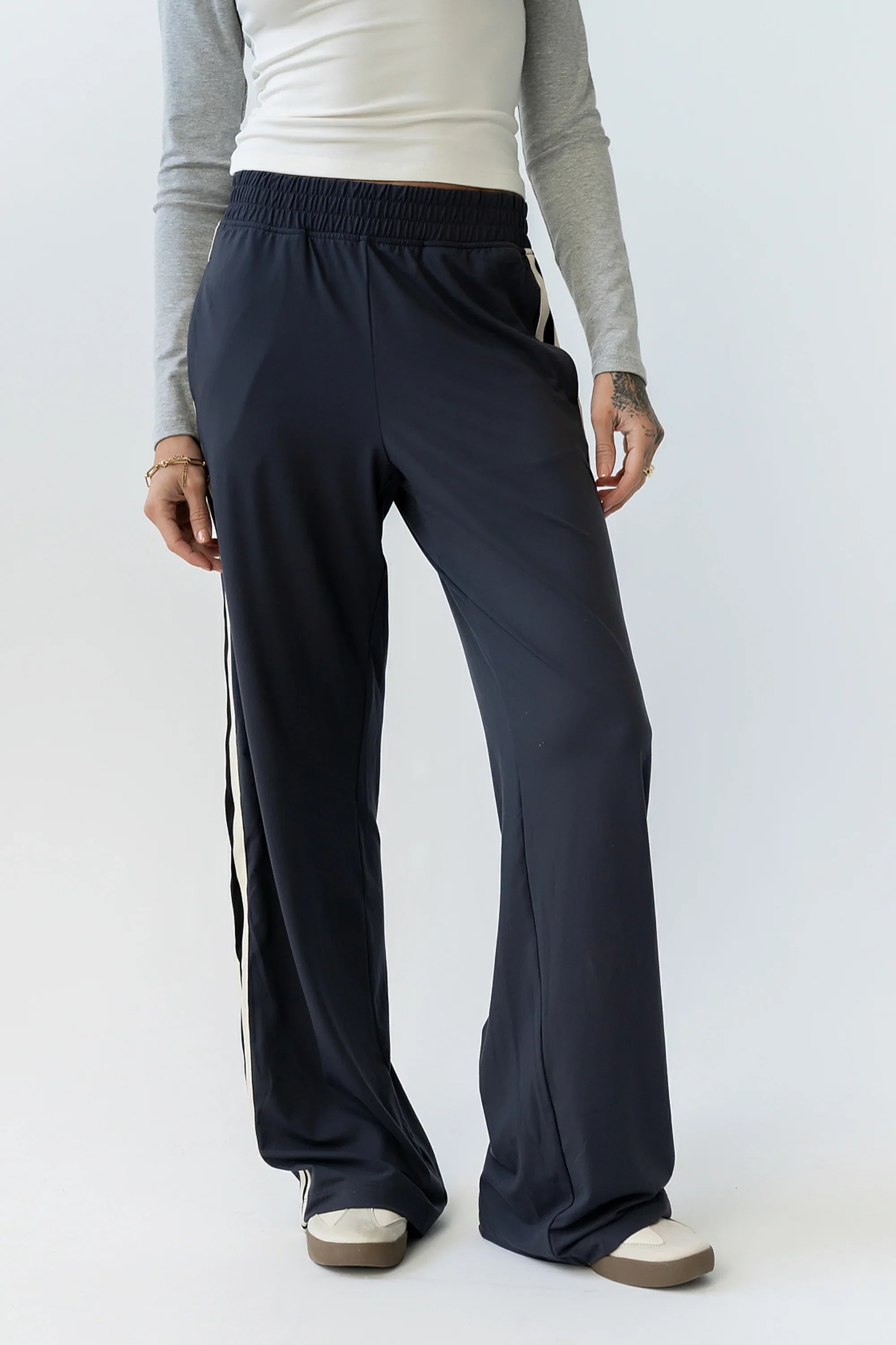 Avery Striped Pants in Charcoal