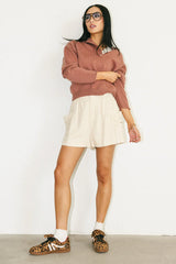 Meli Button Front Knit Sweater in Mauve FINAL SALE