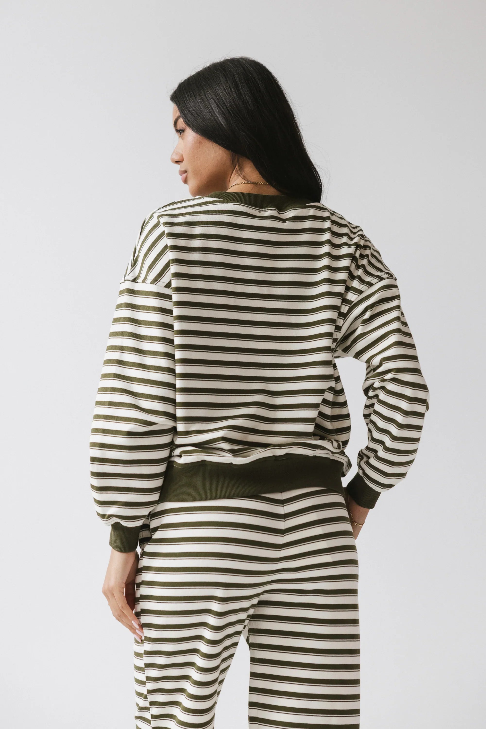 Taya Striped Sweater in Olive FINAL SALE