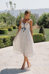 Charley Floral Midi Dress in Blue