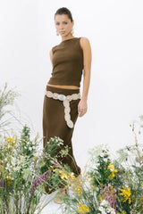 Opal Textured Skirt in Brown