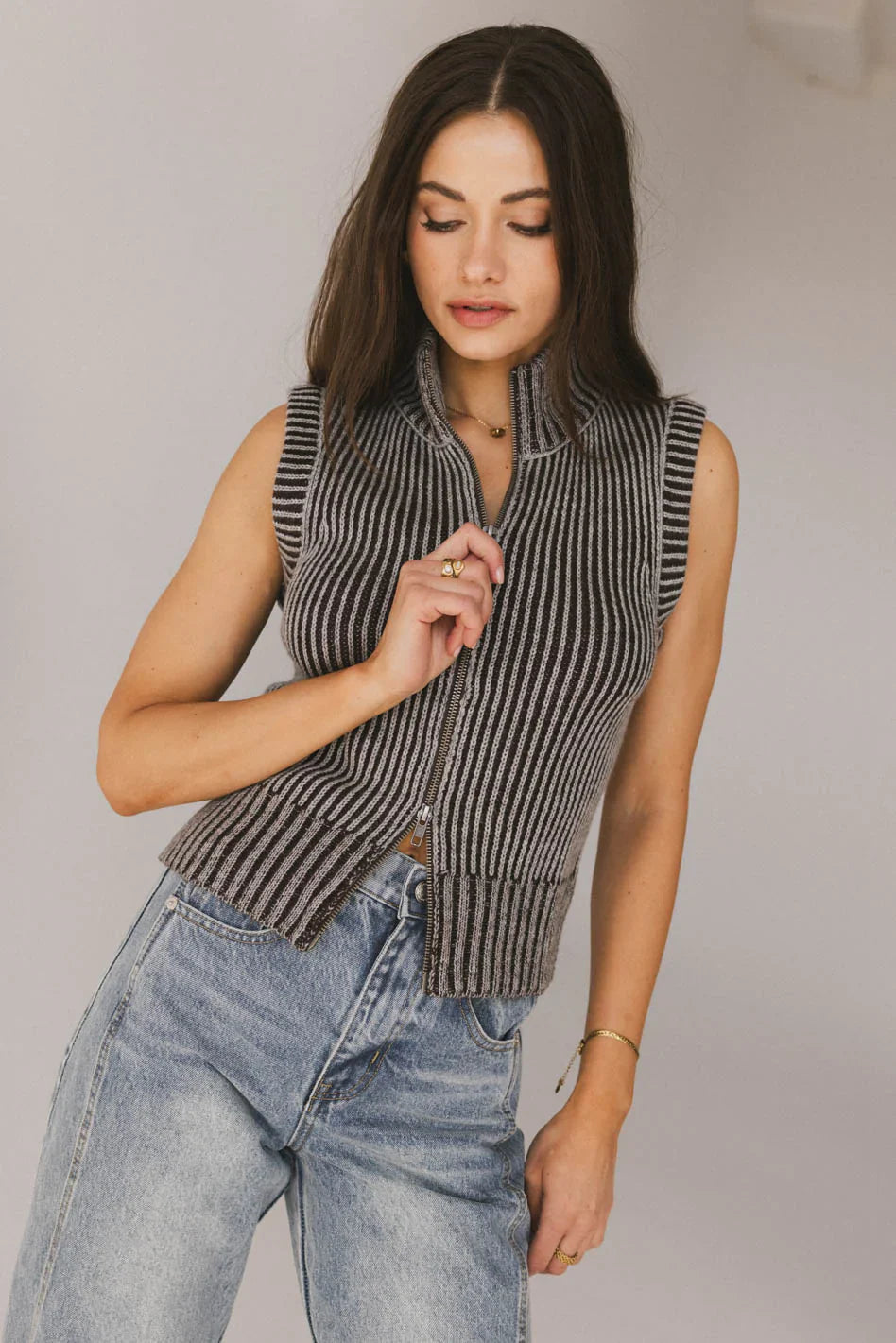 Monroe Zip Up in Grey FINAL SALE