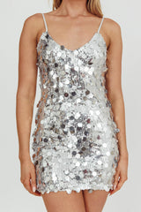 ASTRA MINI DRESS SEQUIN PARTY DRESS SILVER
