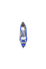 Cocktail Pointed Toe Crystal Satin High Heels