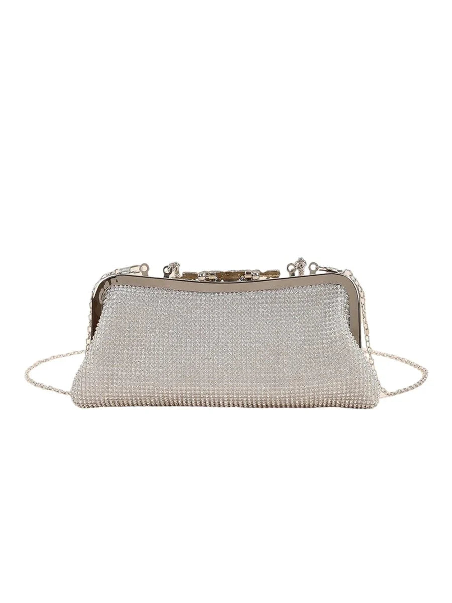 Womens Flower Rhinestones Top Handle Evening Clutch Bags