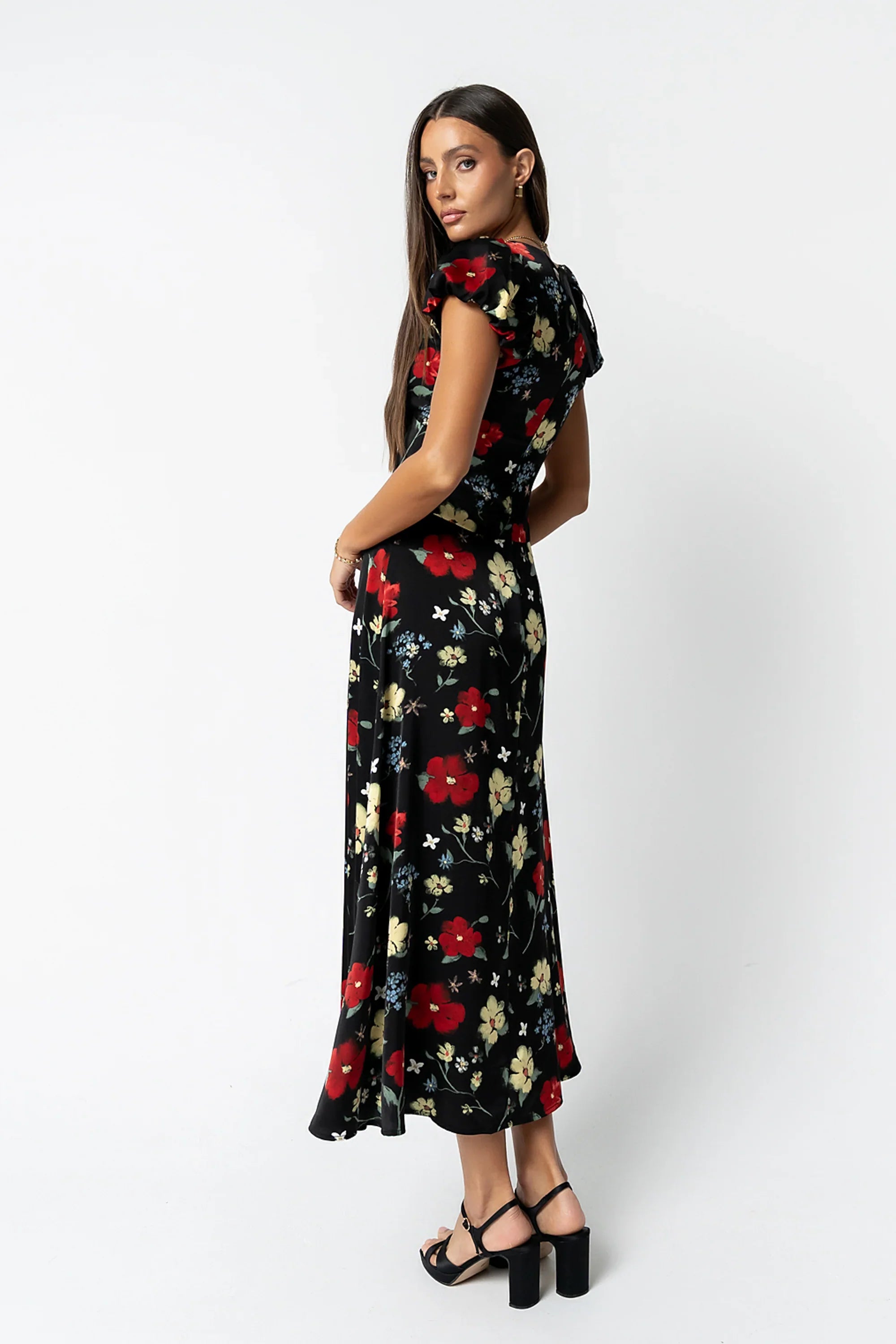 Jenna Floral Maxi Dress in Black